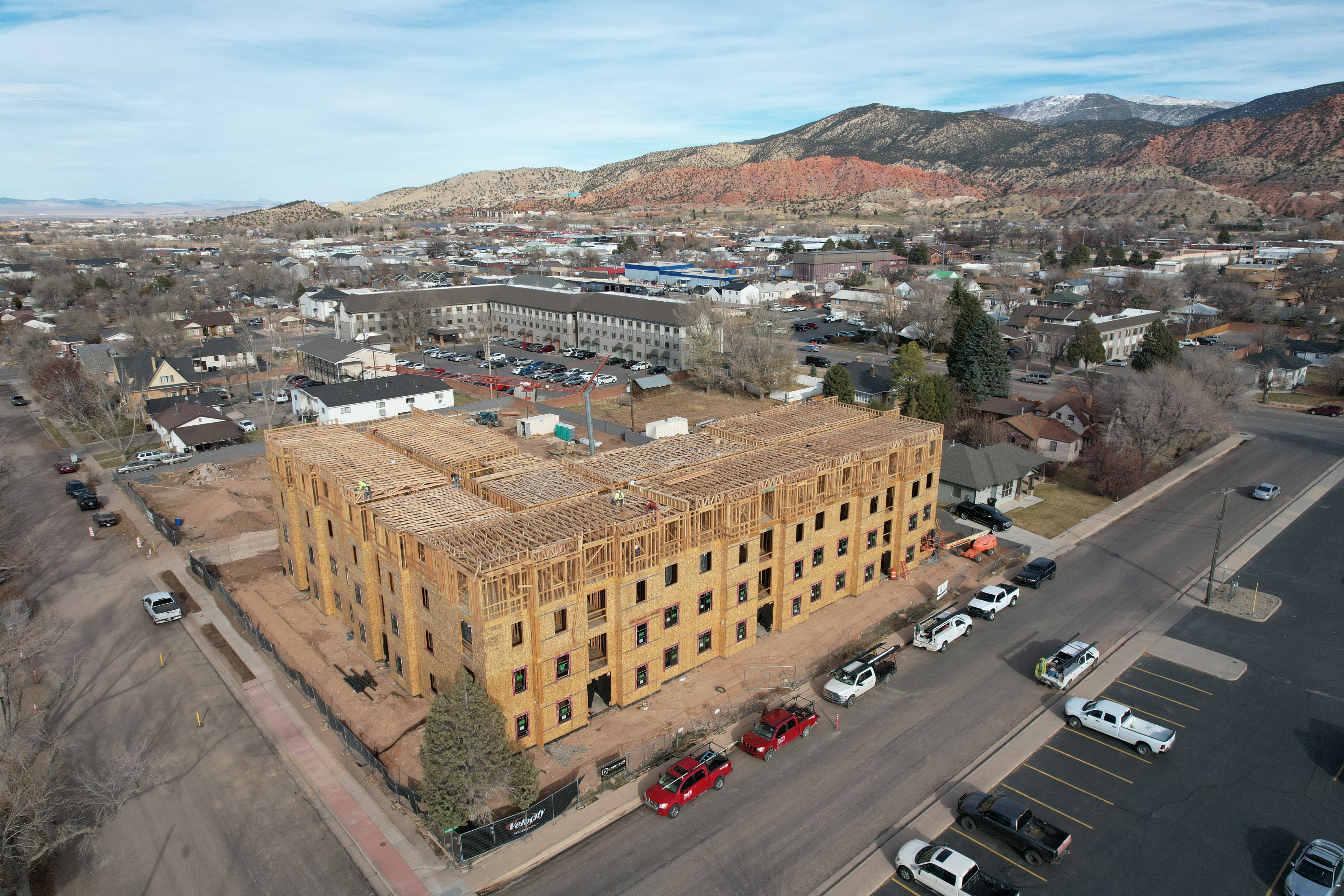 Drone site progress scan aerial view